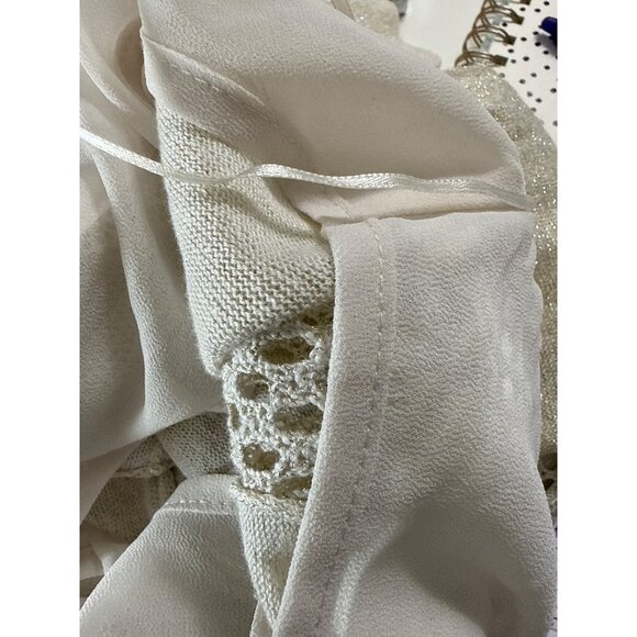 Lucky Brand Womens Metallic Knit Pullover Sweater Lace Shoulder XL Champagne - Picture 7 of 10